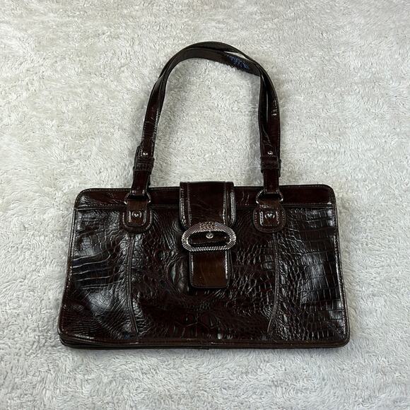 MC Marc Chantal brown croc embossed shoulder bag - Picture 1 of 11